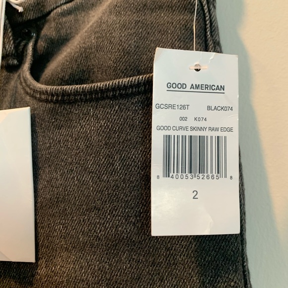 NWT Good American Good Curve Skinny Raw Hem Black Jeans Size 2 - Picture 4 of 7
